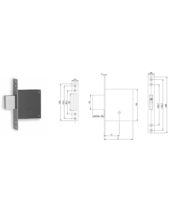 FIAM SERRATURA INFILARE SERIE 1300K ENT 60