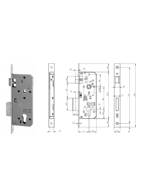 ISEO SERRATURA INFILARE OTTONE E 40 SERIE 200N