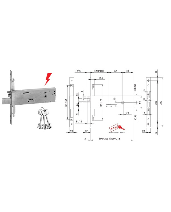 ISEO ELETTROSERRATURA FASCIA DM MM 100