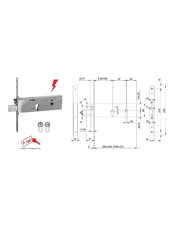 ISEO ELETTROSERRATURA FASCIA LAT CIL E90