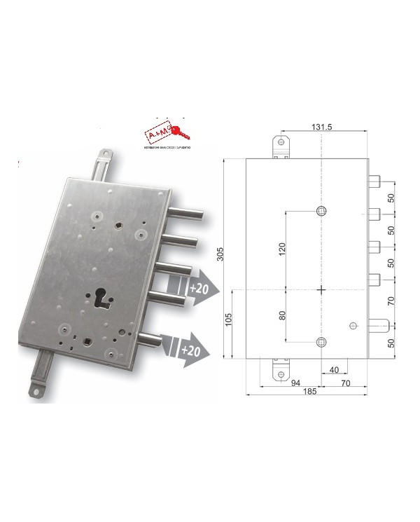MOTTURA SERRATURA TIPO SERRABLINDA SX SERIE SPEC