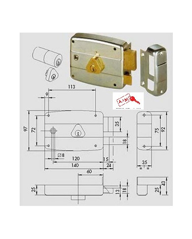 CISA SERRATURA APPLICARE Q MANIGLIA E60 DX