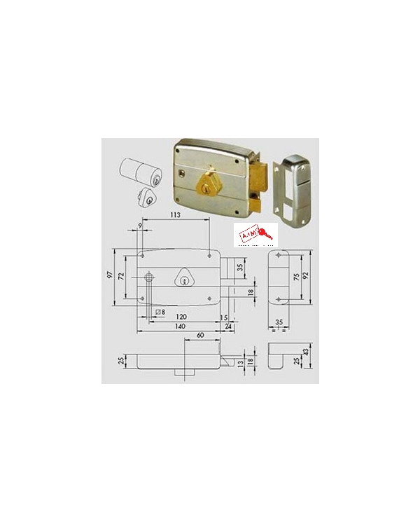 CISA SERRATURA APPLICARE Q MANIGLIA E60 DX
