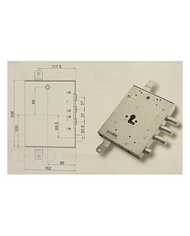 MOTTURA SERRATURA BLINDATI CIL E90 ART 898571GRLD