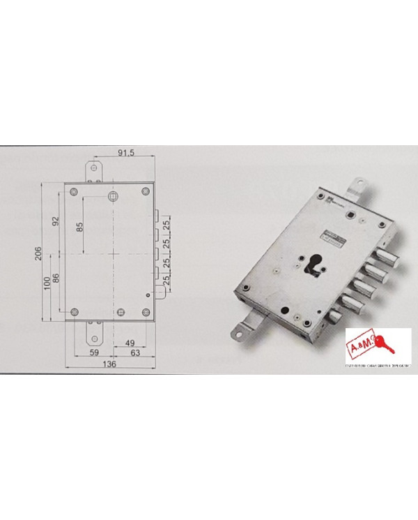 MOTTURA SERRATURA CIL E63 SX ART 898571S25Q