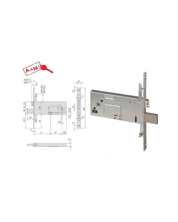 CISA SERRATURA FASCIA TRIPLICE DM E90 ART 57357