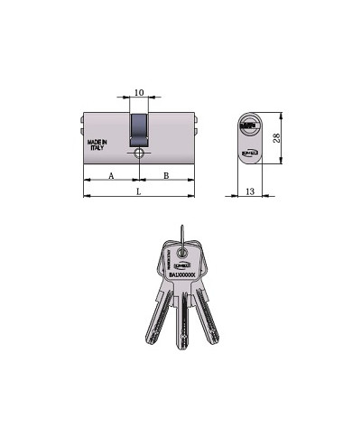OMEC CILINDRO OVALE CHIAVE PIATTA 30-30 CENTRALE
