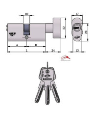 OMEC CILINDRO OVALE POMOLO CHIAVE PIATTA 30-35