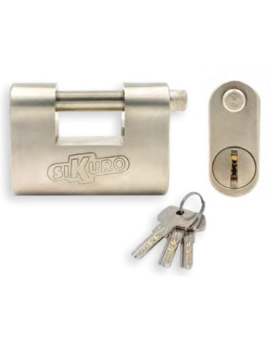 LUCCHETTO ACCIAIO SIKURO MM84 CHIAVE EUROPE OVAL
