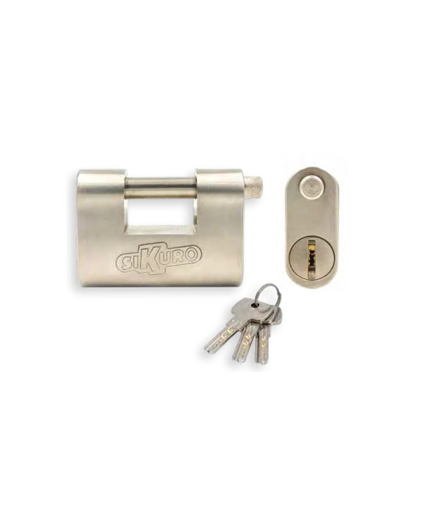 LUCCHETTO ACCIAIO SIKURO MM84 CHIAVE EUROPE OVAL