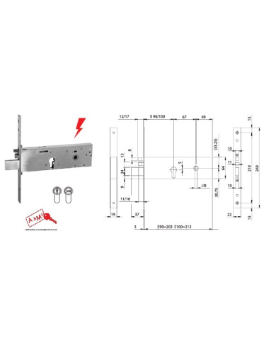 ISEO ELETTROSERRATURA FASCIA LAT CIL E100