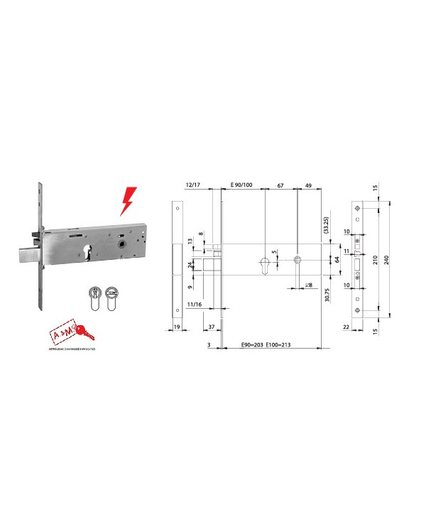 ISEO ELETTROSERRATURA FASCIA LAT CIL E100