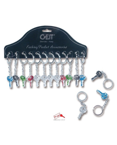 PORTACHIAVE CHIAVE CRISTALLO CNF 12 PZ COL VARI