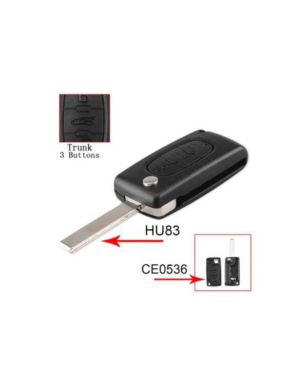 GUSCIO CHIAVE AUTO 3 PULSANTI PROFILO HU83 KS04C