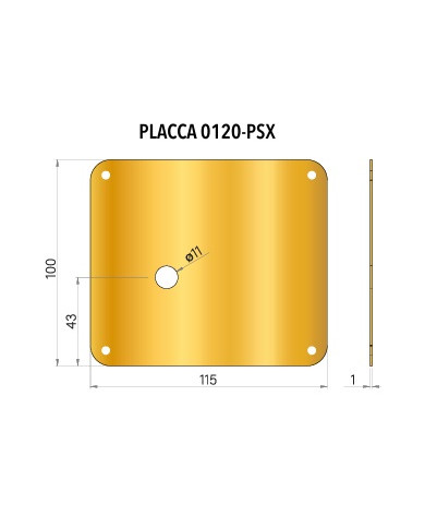 PLACCA PER CODOLO CILINDRO SX CROMO SAT 100X115