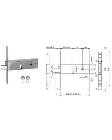ISEO SERRATURA FASCIA LATERALE CILINDRO E 100