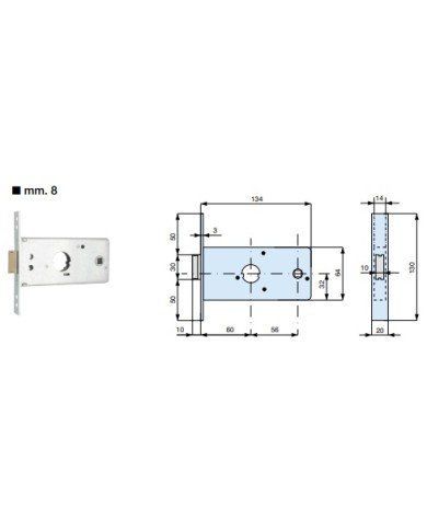 MG SERRATURA PORTA FERRO E 60 FR 20 CIL D22