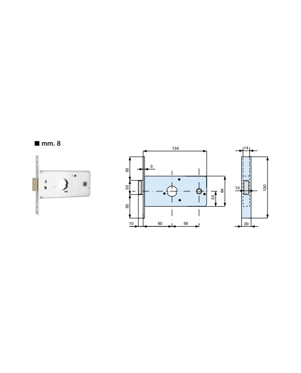 MG SERRATURA PORTA FERRO E 60 FR 20 CIL D22