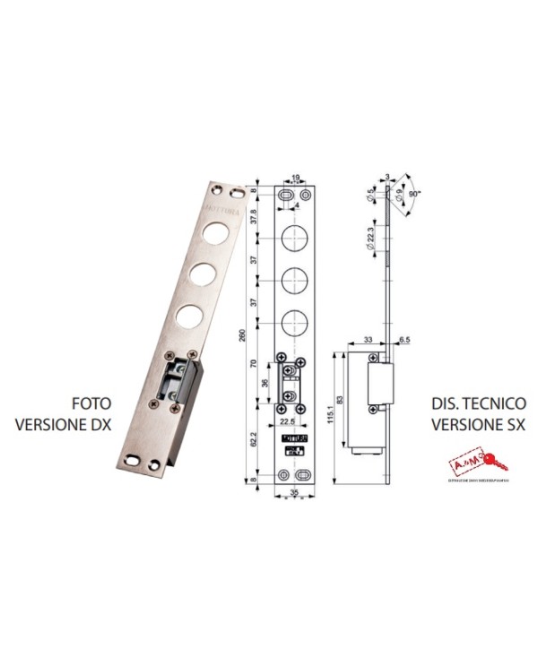 MOTTURA INCONTRO ELETTRICO BLINDATO DX GARDESA