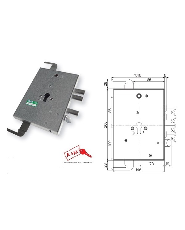 MOTTURA SERRATURA CIL E 73 DX INTERASSE 25