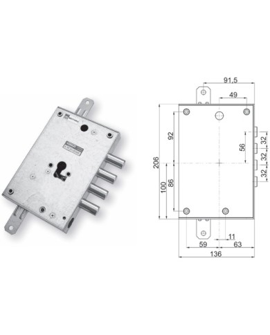 MOTTURA SERRATURA BLINDATI CIL E63 DX 898581D32Q