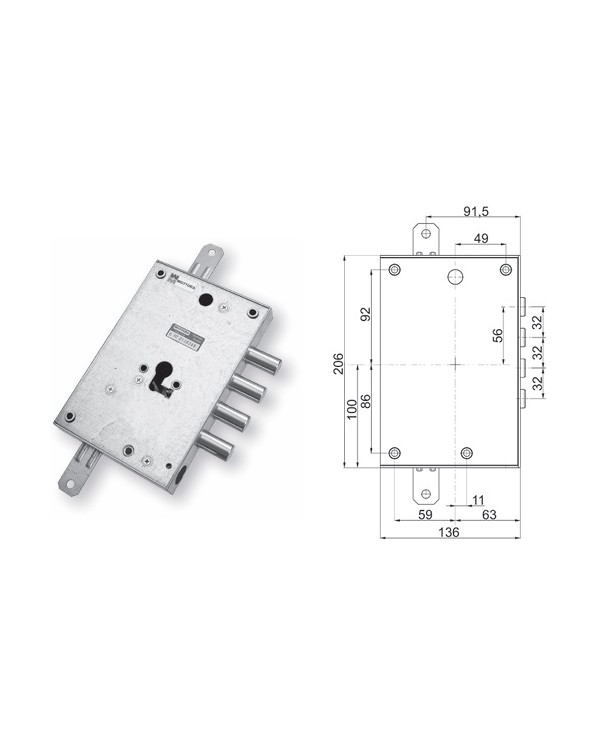 MOTTURA SERRATURA BLINDATI CIL E63 DX 898581D32Q