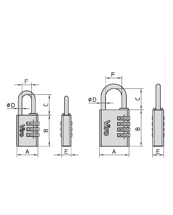 LUCCHETTO ARCO COMBINAZIONE VIRO MM 20