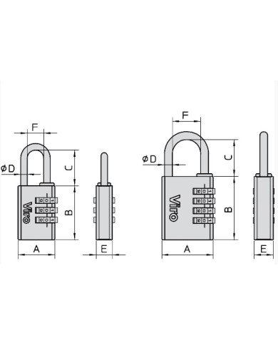 LUCCHETTO ARCO COMBINAZIONE VIRO MM 40 ART 406