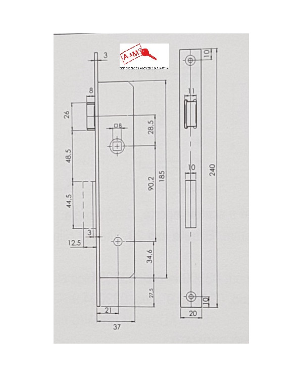 ISEO SERRATURA MONTANTE SERIE 901K E16 F20