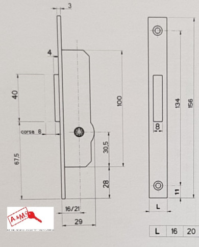 ISEO SERRATURA MONTANTE MANDATA E16 F20 SERIE 903