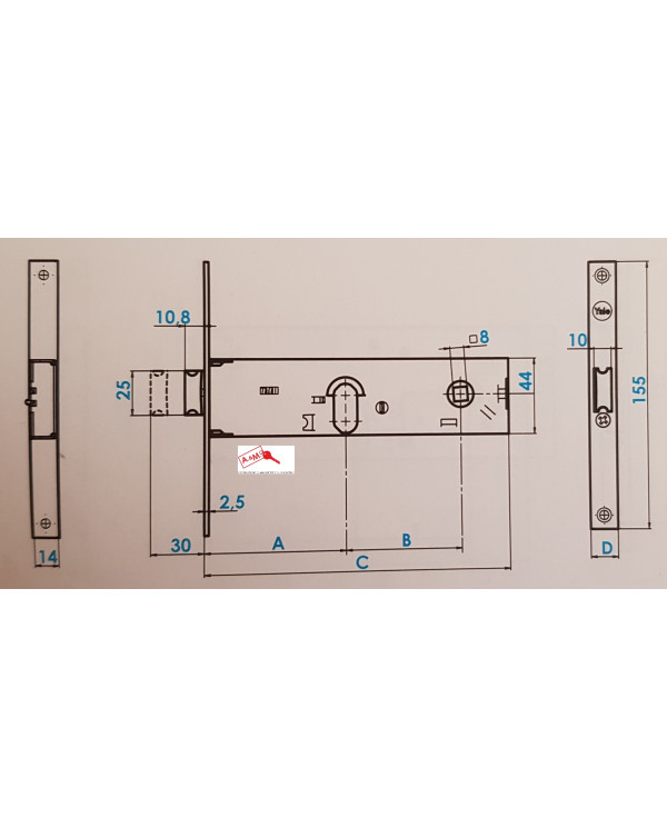 YALE SERRATURA FASCIA ENT 70 F 16 Y8700270080IND