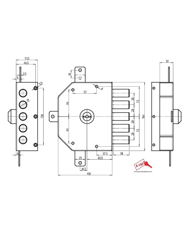 CR SERRATURA QUINTUPLA DX ART 3300C VERNICIATA