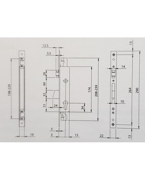 ISEO SERRATURA MONTANTE TRIPLICE A RULLO ENT 30
