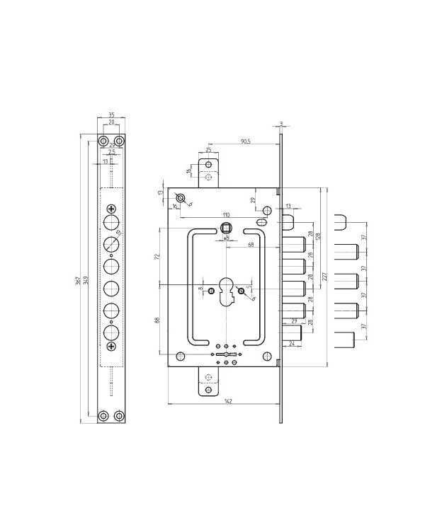 CR SERRATURA PLANARE PLURISISTEMA CIL ART 2956PEN