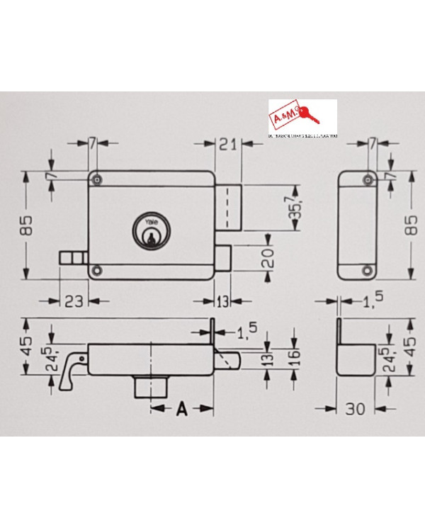 YALE SERRATURA CIL STACCATO CON CHIAVE SX E60