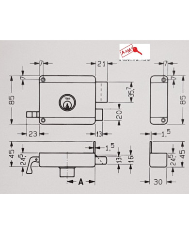 YALE SERRATURA CIL STACCATO CON CHIAVE SX E50