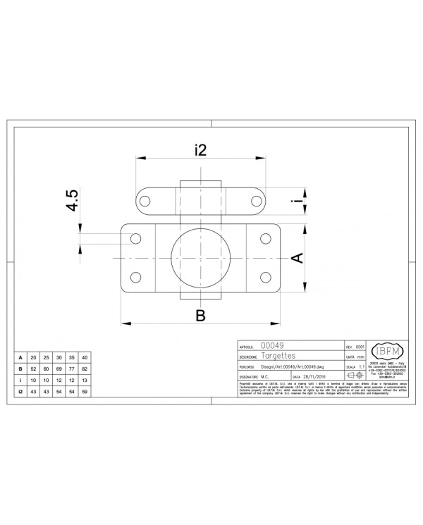 IBFM TARGETTES ART 49/Z DA 25 MM