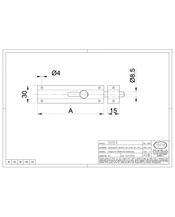 IBFM CATENACCI CANNONE C/MOLLA ART 54 DA 100