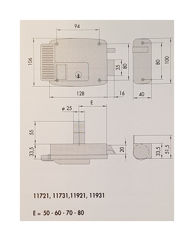 CISA ELETTROSERRATURA APPLICARE DA 60 DX ART 11731