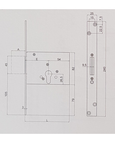 SECUREMME SERRATURA LATERALE CILINDRO E70