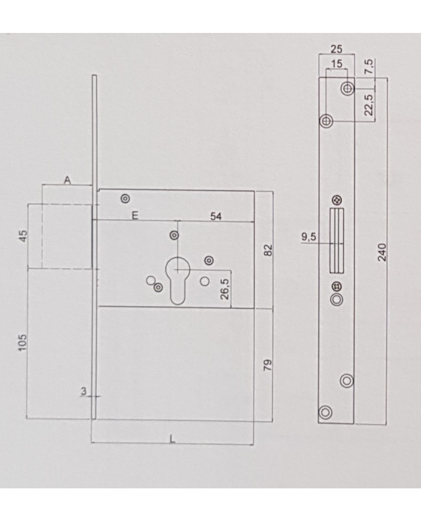 SECUREMME SERRATURA LATERALE CILINDRO E70