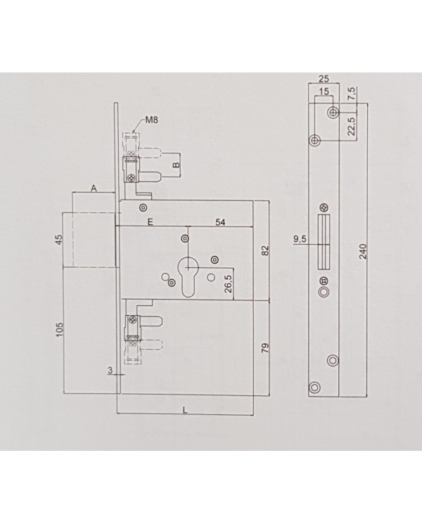 SECUREMME SERRATURA TRIPLICE CILINDRO E70