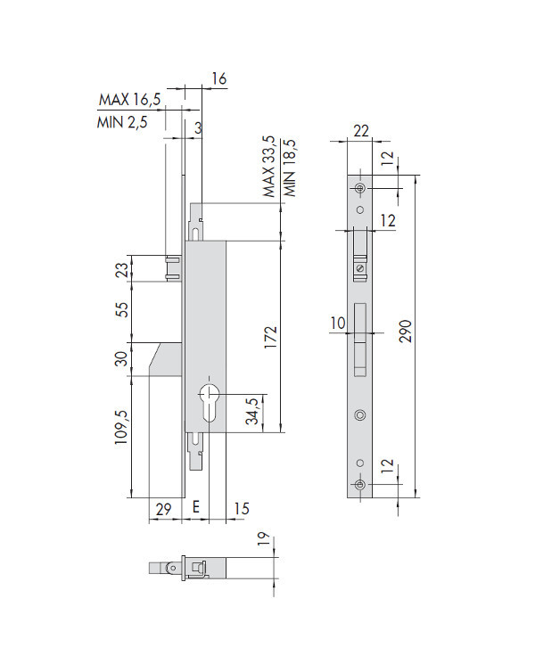 CISA SERRATURA PER MONTANTE RULLO E 25 ART 46250