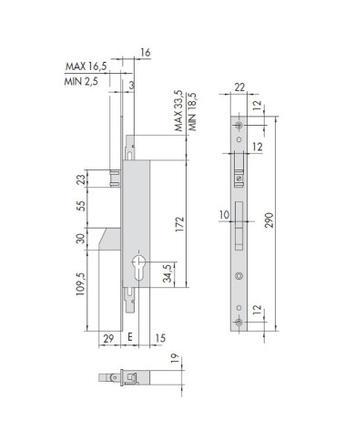 CISA SERRATURA PER MONTANTE RULLO E 30 ART 46250
