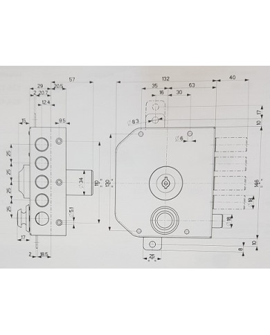 MOTTURA SERRATURA TRIPLICE C/SCIVOLO ART 30630 DX