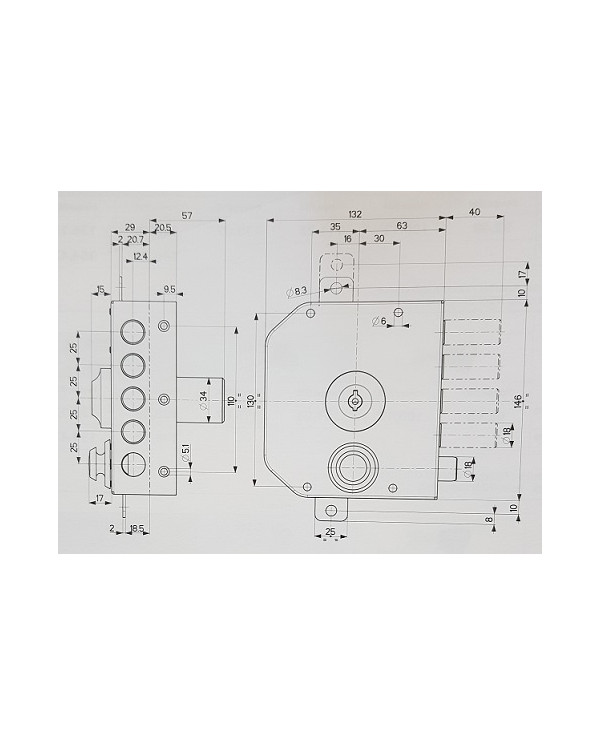 MOTTURA SERRATURA TRIPLICE C/SCIVOLO ART 30630 SX