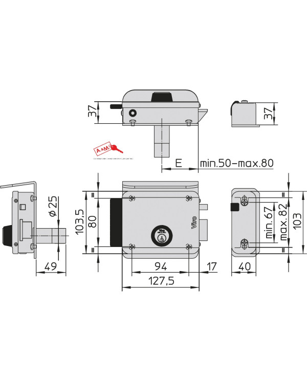 VIRO ELETTROSERRATURA APPLICARE V97 DX ART 8992.1