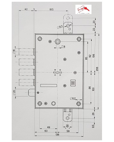 MOTTURA SERRATURA BLINDATI DM I28 E73 ART 52571