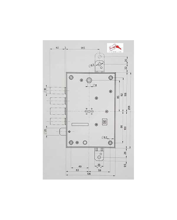 MOTTURA SERRATURA BLINDATI DM I28 E73 ART 52571