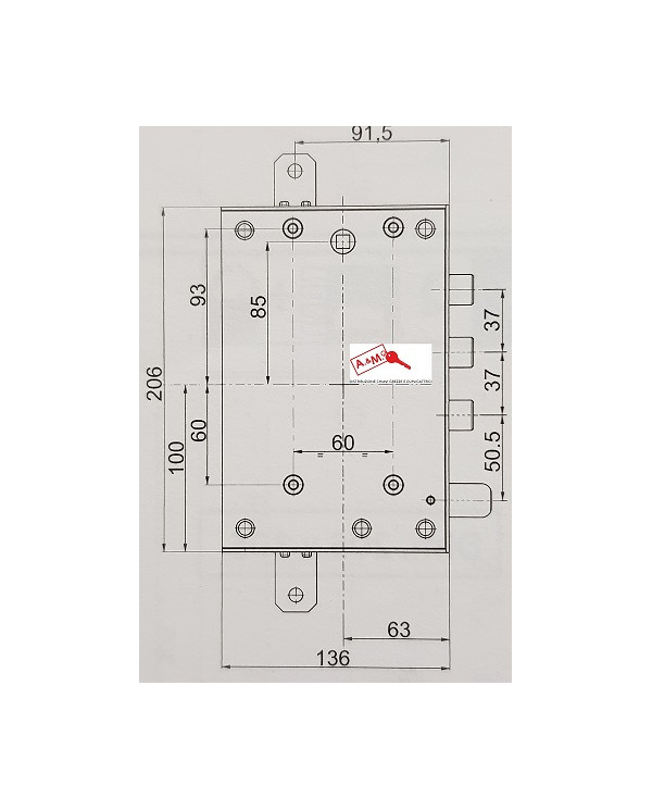 MOTTURA SERRATURA TRIPLICE E60 GRD ART 89571